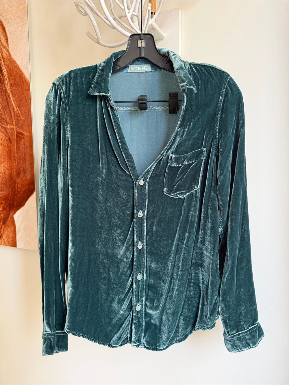 CP Shades Velvet Long-Sleeve Shirt in Teal